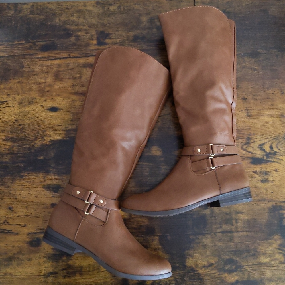 🆕🌿VEGAN LEATHER COGNAC BOOTS🌿